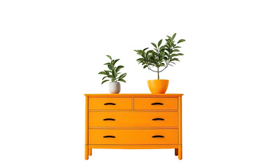 dresser plastic with a side plant on a White or Clear Surface PNG Transparent Background