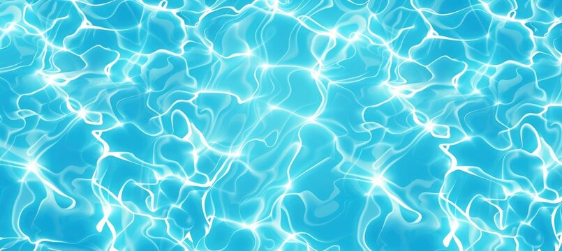 Water pool texture bottom vector background, ripple and flow with waves. Summer blue aqua swiming seamless pattern, vector image