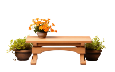 garden table plastic with a side plant on a White or Clear Surface PNG Transparent Background
