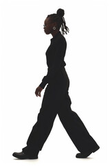 Fototapeta na wymiar african woman wearing Casual attire, walking forward, white background