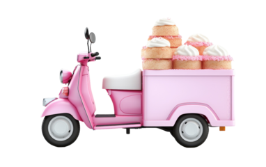 ice cream delivery scooter on a White or Clear Surface PNG Transparent Background