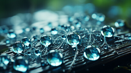 Drops of water delicately balance on the edges - obrazy, fototapety, plakaty