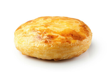 A cottage cheese pastry on a pristine white background