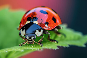 A close-up capture of a ladybug, showcasing its vivid colors and intricate patterns