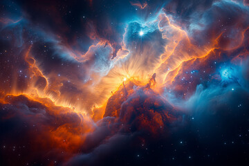Fototapeta premium Cosmic nebula seen emphasizing the breathtaking beauty and mystique of deep space exploration 