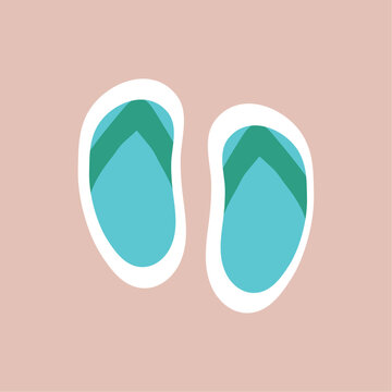 Sticker of colorful set. This ice sticker of flip flops complete with a cute cartoon design and a pastel background. Vector illustration.