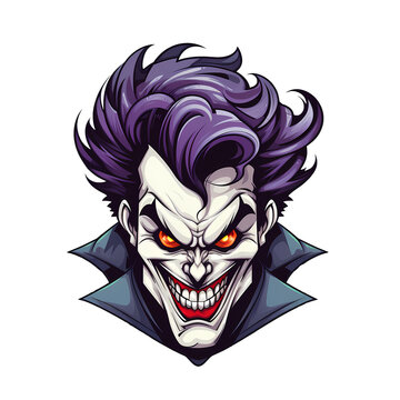 joker head art illustrations for stickers, tshirt design, poster etc