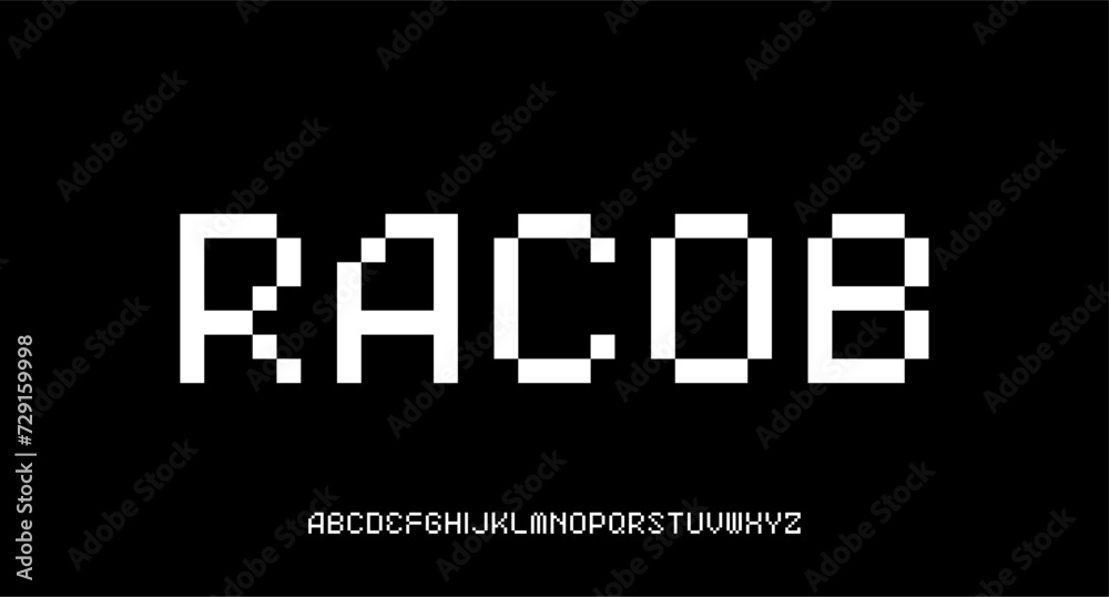 Fototapete racob font vector display uppercase pixel bit futuristic editable