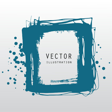 vector splats splashes and blobs of blue ink paint in different shapes drips