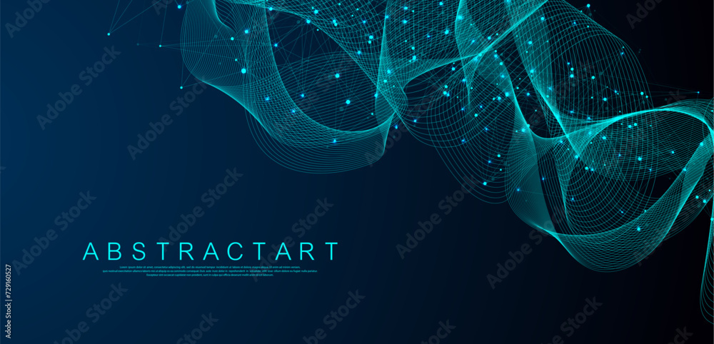 Aufkleber Vector connections of lines and dots. Technology banner template. Graphic abstract background communication. Minimal array with compounds lines and dots. Digital data visualization