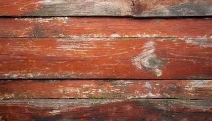 Wooden background of old peeled red timber.