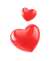 Two glossy hearts isolated on white. Emoji icon. Clipping path included