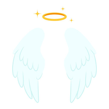 Golden nimbus and sparkle spread angel wings illustration vector