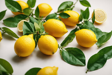 Lemons are scattered on the table.
