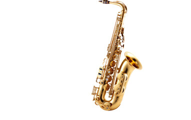 Fototapeta premium Musical saxophone on a White or Clear Surface PNG Transparent Background
