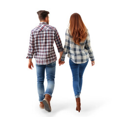 Fototapeta premium couple wearing Casual attire, walking forward, white background
