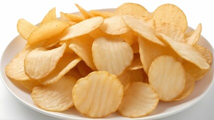 potato chips in a plate on a white background
