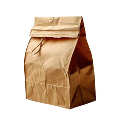 Brown paper bag on transparent background