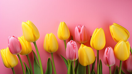 Pink and yellow background tulips