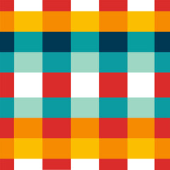 Geometric Colorful Square Grid line Seamless Pattern.  Vector design gingham style for fabric, tile, embroidery, wrapping, wallpaper, and background 