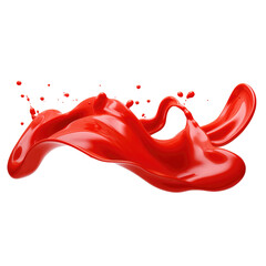 Red Ketchup or tomato sauce splash in the air on trasparent background