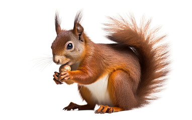 squirrel nibbling on a nut on a White or Clear Surface PNG Transparent Background