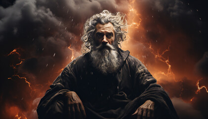 Naklejka premium Recreation of God as creator of the universe