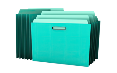 Teal File Folders on a White or Clear Surface PNG Transparent Background