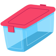 Plastic storage container vector cartoon illustration isolated on a white background.