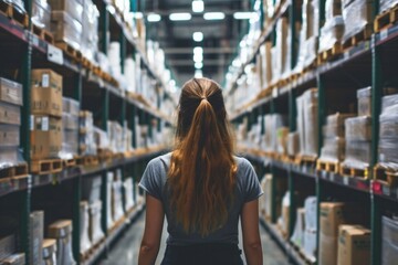 Young woman experienced shipping female manager checking parcel tracking post service store assistant in warehouse logistics transportation holding cargo delivery order for shipment online store shelf - obrazy, fototapety, plakaty
