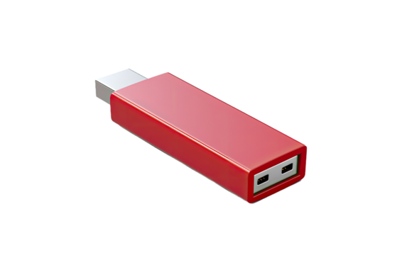 USB Flash Drive on a White or Clear Surface PNG Transparent Background