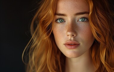 Naklejka premium Close-up Portrait of Woman With Red Hair