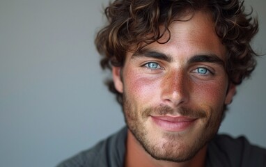 Fototapeta premium Close Up of a Person With Blue Eyes