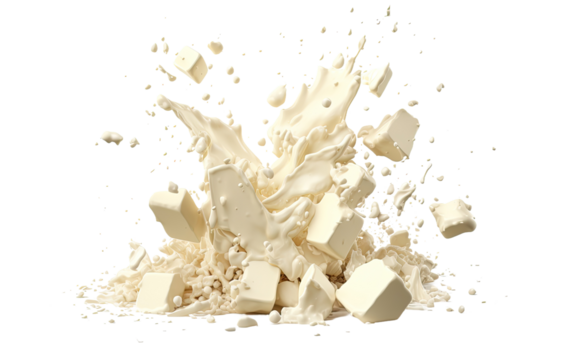 white chocolate explosion on a White or Clear Surface PNG Transparent Background