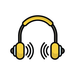 headphones icon with white background vector stock illustration