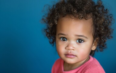 Curly-Haired Little Girl Looking at the Camera