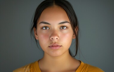 Serious-Faced Multiracial Woman