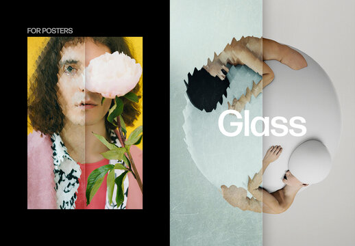 Patterned Glass Poster Photo Effect Mockup