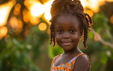 Young Girl With Braids Smiling at the Camera
