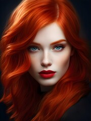 Fiery red-haired girl with an alluring gaze