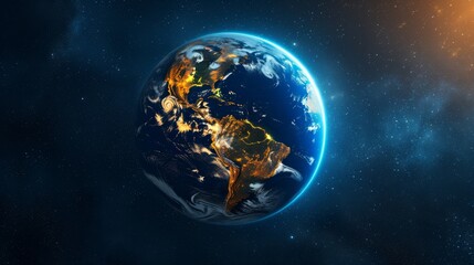 Fototapeta na wymiar Glowing Horizons: Globe of Sustainable Progress
