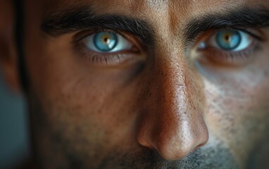 Obraz premium Close-Up Portrait of a Man With Blue Eyes