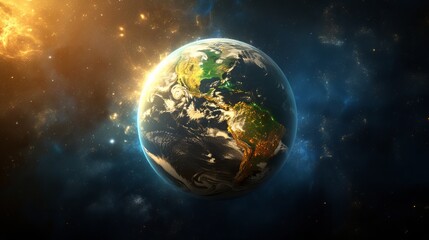 Obraz na płótnie Canvas Glowing Horizons: Globe of Sustainable Progress