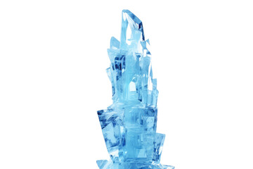 Beauty of Giant Blue Ice Tower Isolated On Transparent Background