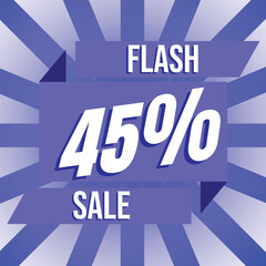 Flash Sale 45 off discount banner  Vector 45 off limited time offer super discount promotion special offer 45 discount 