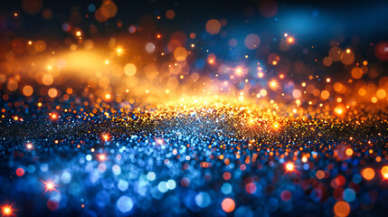 Sparkling bokeh background with glowing lights, creating a festive and magical atmosphere for Christmas or celebratory occasions