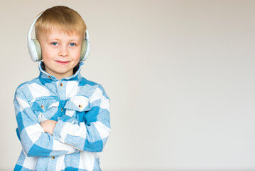 little child with headphones