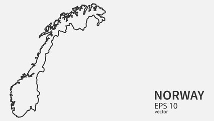 Vector line map of Norway. Vector design isolated on white background.	
