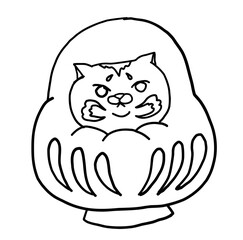 Set of Cat cartoon for printing on sticker.Cat vector illustration for coloring book on white isolated background.Cute clipart.Character for elements on white background.