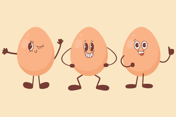 Egg in kawaii style. The concept of proper nutrition and healthy lifestyle. Vector illustration isolated on white background. 